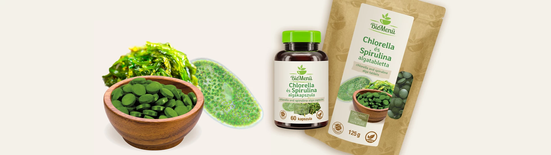 Chlorella a spirulina - jedinečná kombinácia superpotravín! Zdroj vitamínov, minerálov, bielkovín a aminokyselín