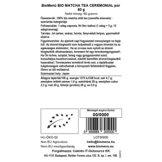BioMenü bio Matcha Čaj Ceremoniálny prášok 60 g obrázok produktu