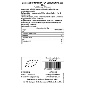 BioMenü bio Matcha Čaj Ceremoniálny prášok 60 g obrázok produktu