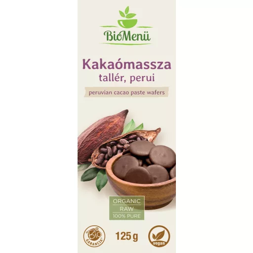 BioMenü bio Kakaová Pasta Vyššia z Peru 125 g štítok