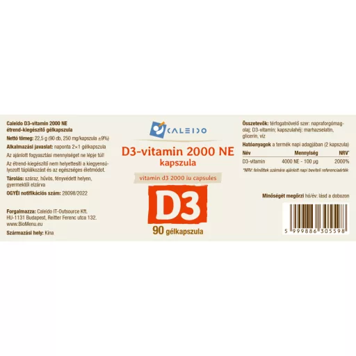 Caleido Vitamín D3 2000 IU kapsuly 90 ks suroviny