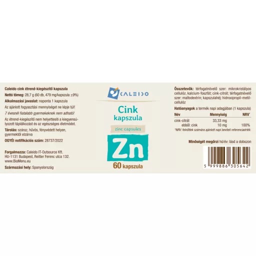 Caleido Zinok kapsuly 60 ks suroviny