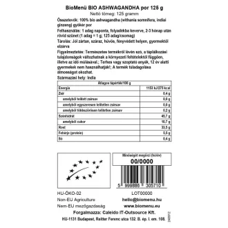 BioMenü bio Ashwagandha prášok 125 g obrázok produktu