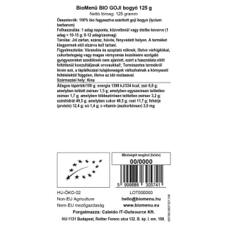 BioMenü Bio GOJI bobule 125 g obrázok produktu