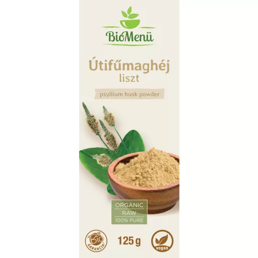 BioMenü bio Psyllium Semená Škrupina múka 125 g štítok