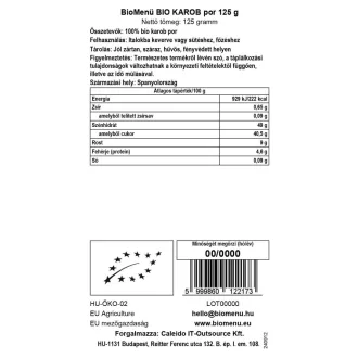 BioMenü bio Karob prášok 125 g obrázok produktu