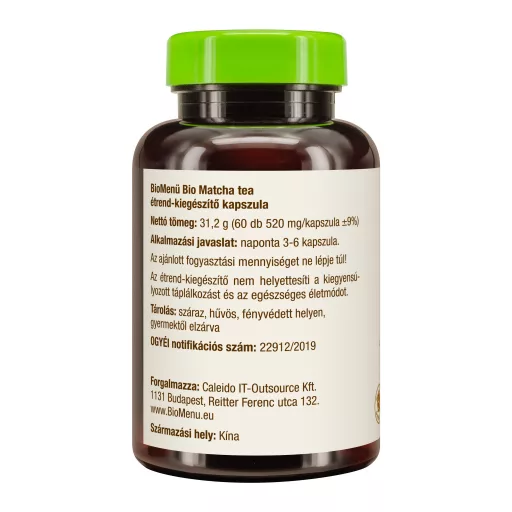 BioMenü bio Matcha Čaj kapsuly 60 ks obrázok produktu vľavo