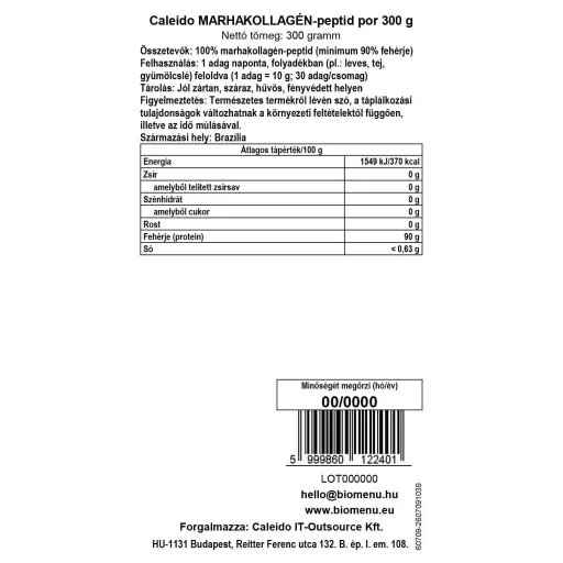 Caleido Hovädzí Kolagén Peptid prášok 300 g dátový štítok