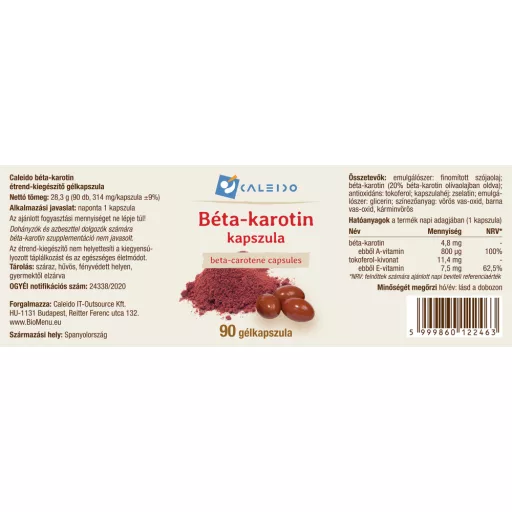 Caleido Beta-Karotén kapsuly 90 ks štítok