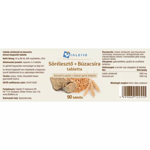 Caleido Pivovarské Kvasnice + Pšeničné Klíčky tabletky 90 ks štítok