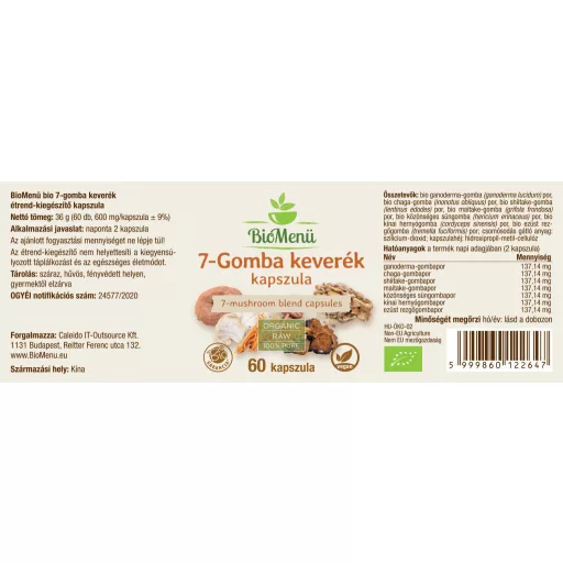 BioMenü bio 7 Hubová Zmes kapsuly 60 ks štítok