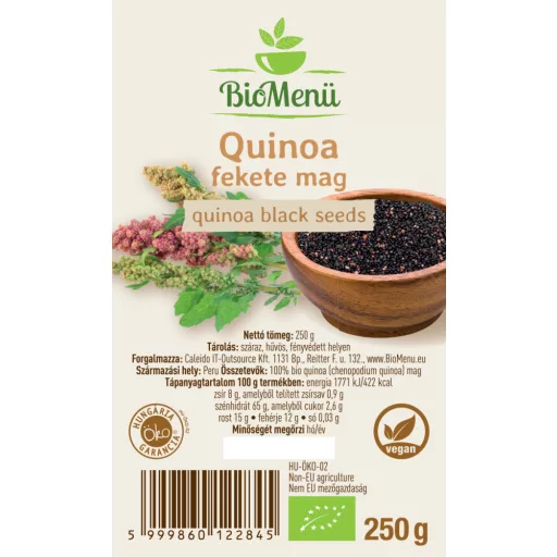 BioMenü bio Quinoa čierne 250 g štítok
