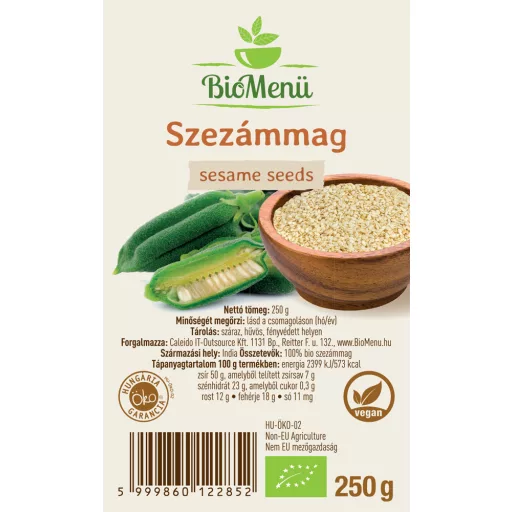 BioMenü bio Sezamové Semienka 250 g štítok