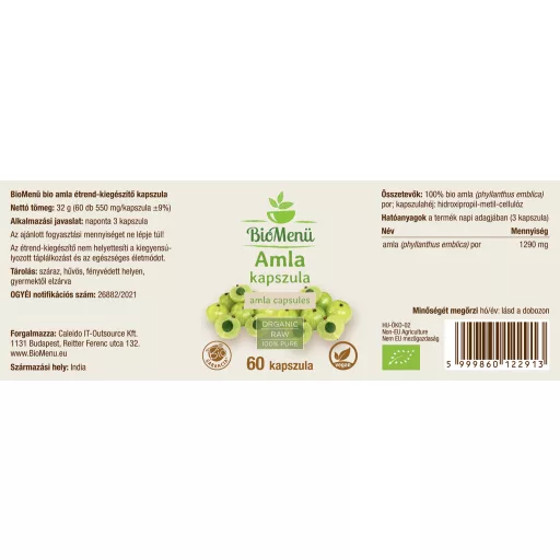 BioMenü bio Amla kapsuly 60 ks štítok