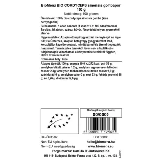 BioMenü Bio Cordyceps sinensis Hubový prášok 100 g obrázok produktu