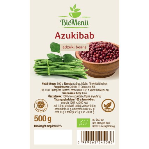 BioMenü Bio Fazuľa Adzuki 500 g štítok