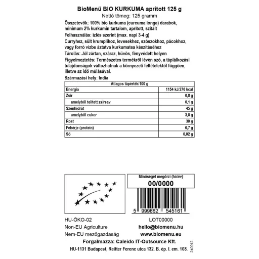 BioMenü Bio Kurkuma nasekaná 125 g BLÍZKO DÁTUMU EXPIRÁCIE