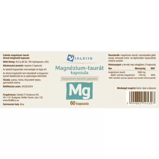 Caleido Taurát Horečnatý kapsuly 60 ks štítok