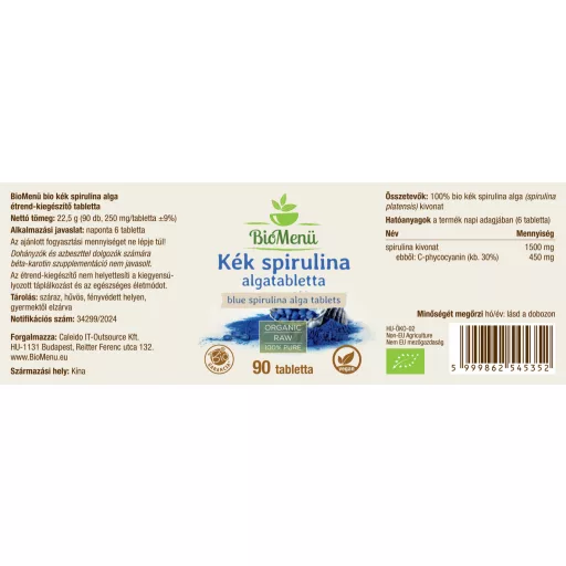 BioMenü Bio Modrá Spirulina tabletky 90 ks štítok