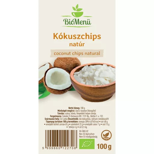 BioMenü Bio Kokosové Chipsy prírodné 100 g štítok