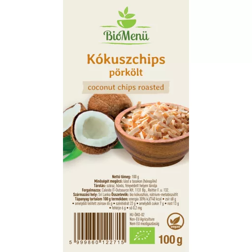 BioMenü Bio Kokosové Chipsy pražený 100 g štítok