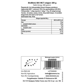 BioMenü organický MCT olejový prášok 200 g obrázok produktu
