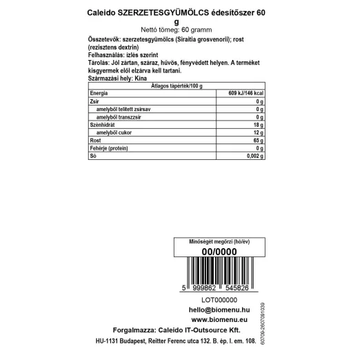 Caleido Sladidlo z Mníchovho ovocia 60 g dátový štítok