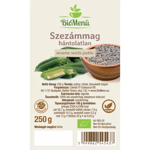 BioMenü Bio SEZAMOVÉ SEMENÁ nelúpané 250 g štítok